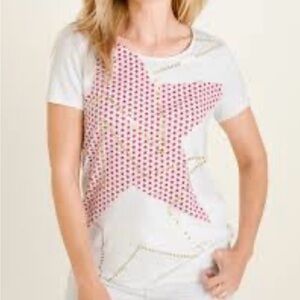 Chico’s White T-Shirt with Red Star Design